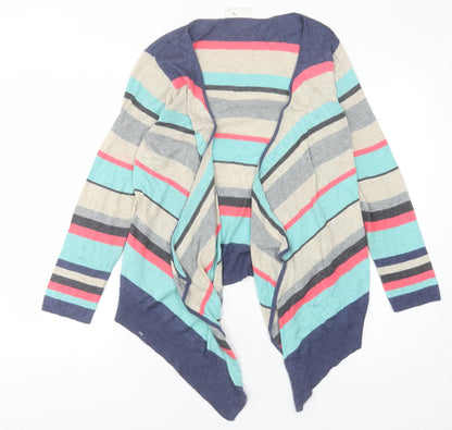 Additional front view of Wallis Petite Striped Open Front Cardigan Multicoloured M
