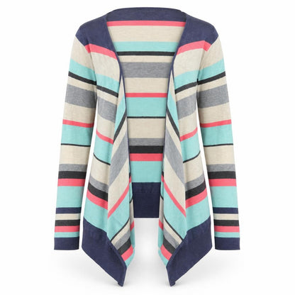 Front view of Wallis Petite Striped Open Front Cardigan Multicoloured M