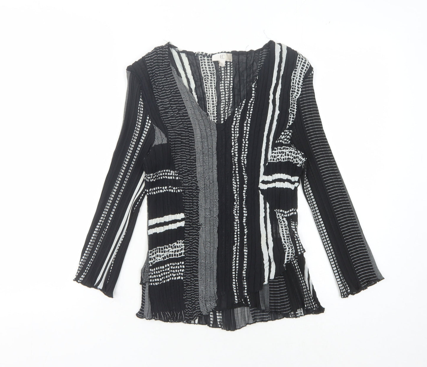 CC Women's Black Striped Blouse M - Elegant and Stylish