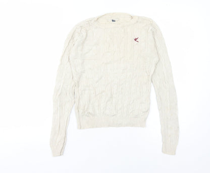 Blonde + Blonde Women's Beige Cable-Knit Jumper Size 8