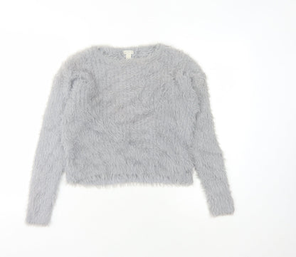 Pull&Bear Pull Women's Grey Chunky-Knit Pullover M