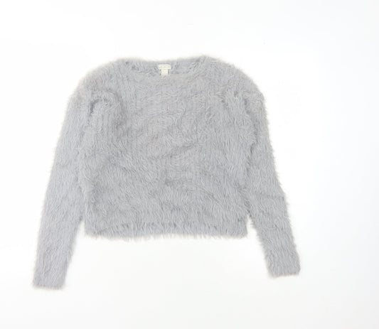 Pull Women's Grey Chunky-Knit Pullover M