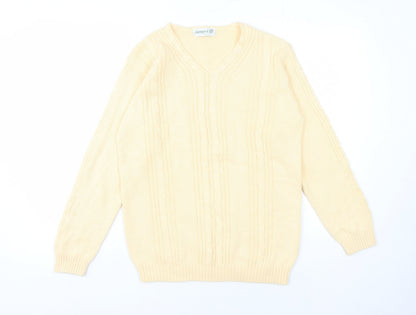 Jumper Women's Ivory Cable-Knit V-Neck Pullover S