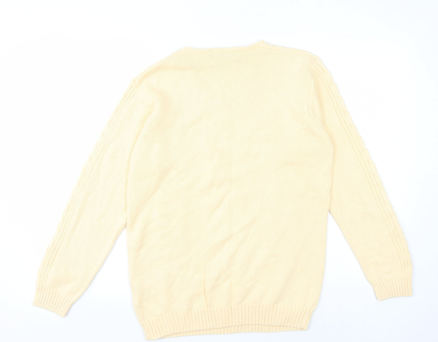 Jumper Women's Ivory Cable-Knit V-Neck Pullover S