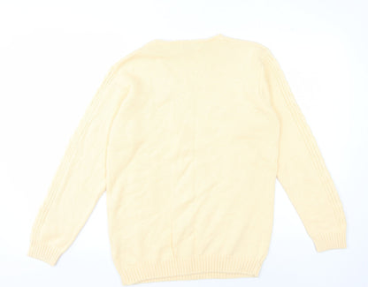 Jumper Women's Ivory Cable-Knit V-Neck Pullover S