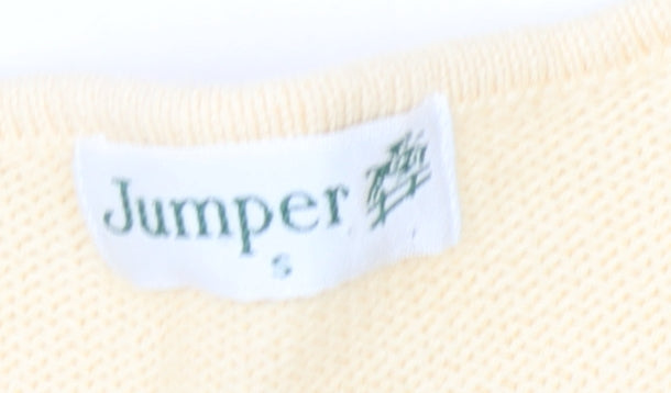 Jumper Women's Ivory Cable-Knit V-Neck Pullover S