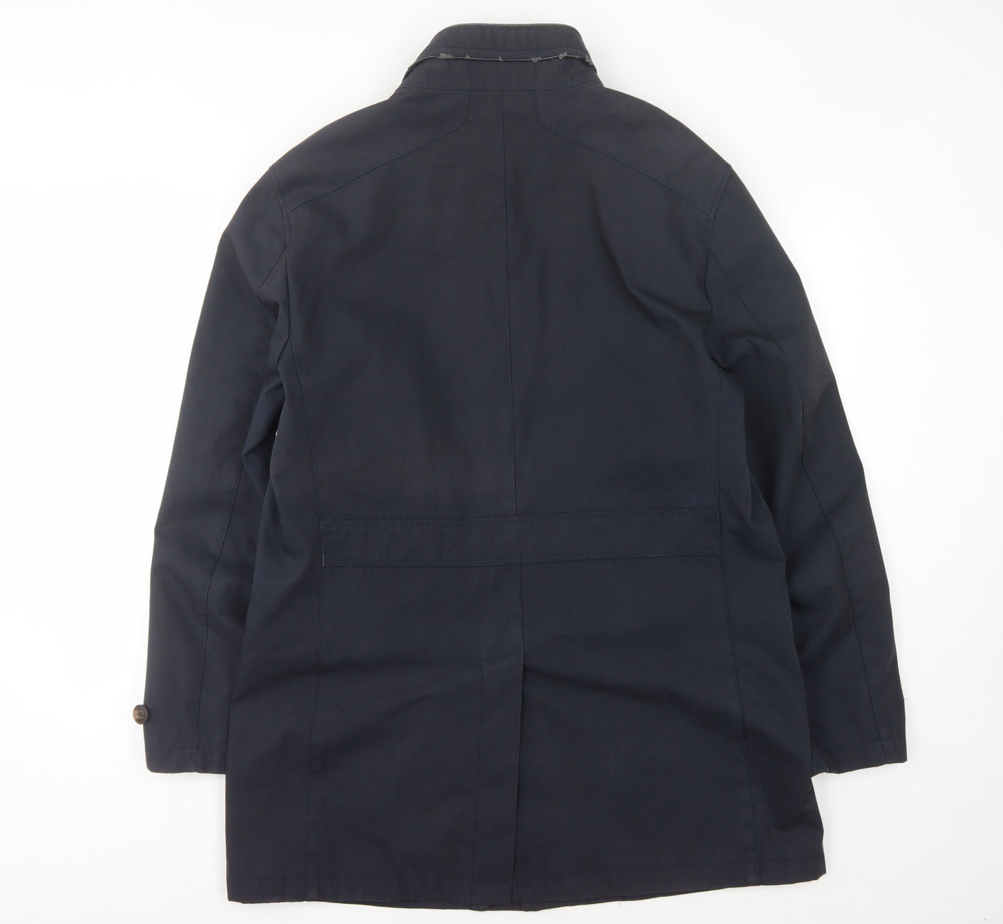 Harry Brown Men's Navy Overcoat, Size L, Stand-Up Collar