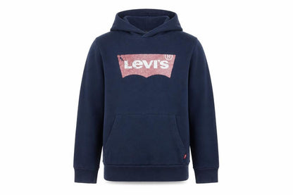 Front view of Levi's boys’ blue pullover hoodie - 16 years, graphic logo