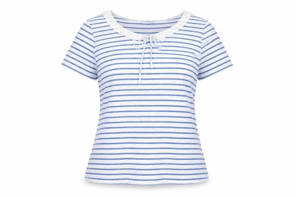 Kew Women's Blue Striped T-Shirt XL Regular Fit