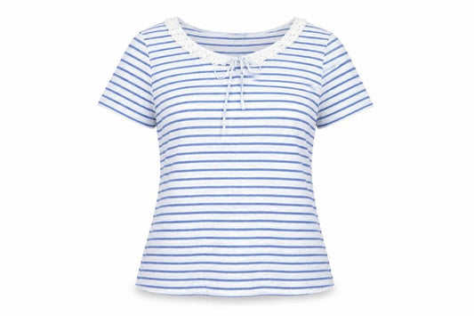 Kew Women's Blue Striped T-Shirt XL Regular Fit