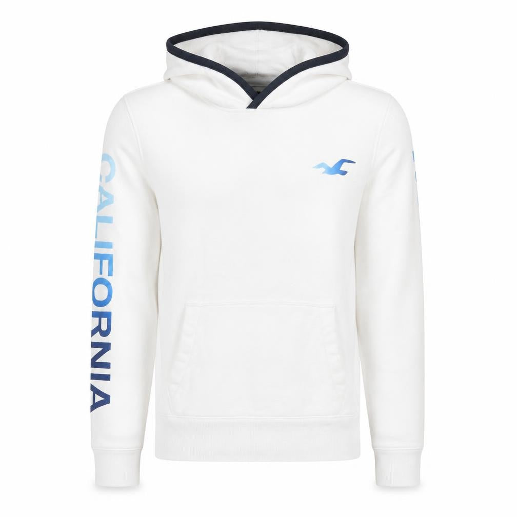 Hollister Mens XS White Pullover Hoodie with Logo
