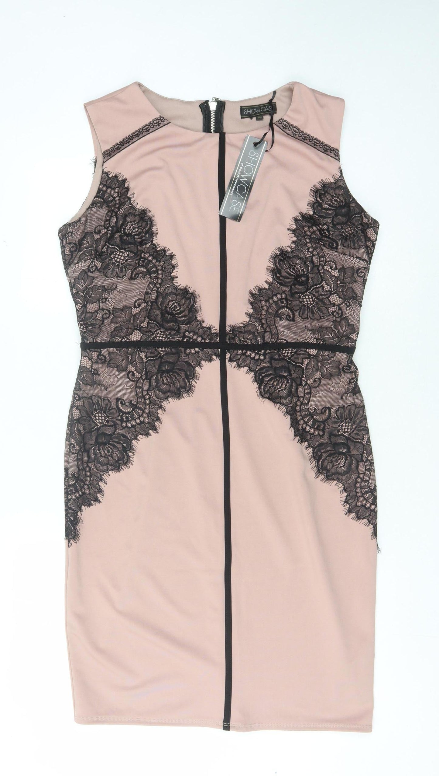 Showcase Women's Pink Lace Sheath Dress Size 16