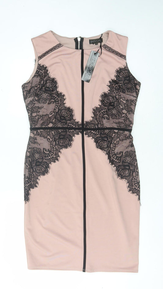 Showcase Women's Pink Lace Sheath Dress Size 16