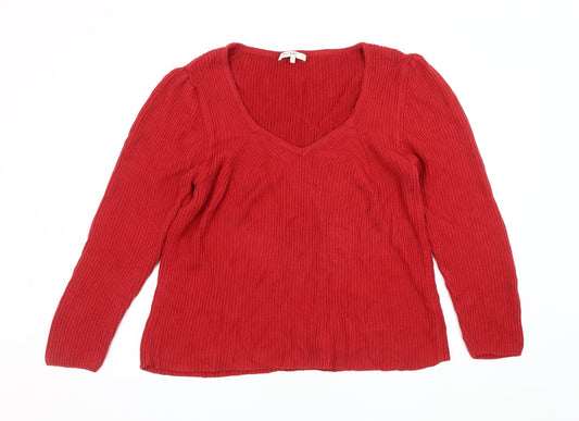 Next Women's Red Pullover Jumper V-Neck Size 18