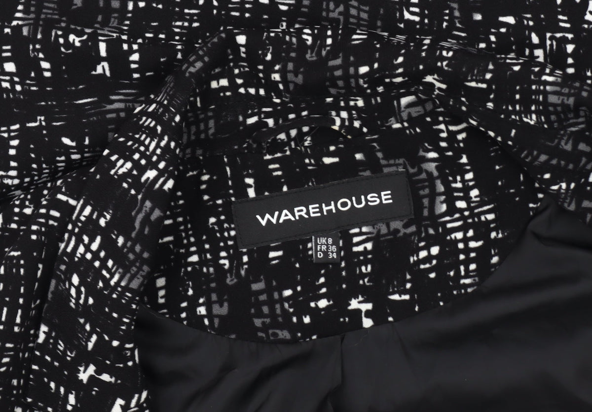 Warehouse Women’s Black Suit Jacket, Size S, Abstract Pattern