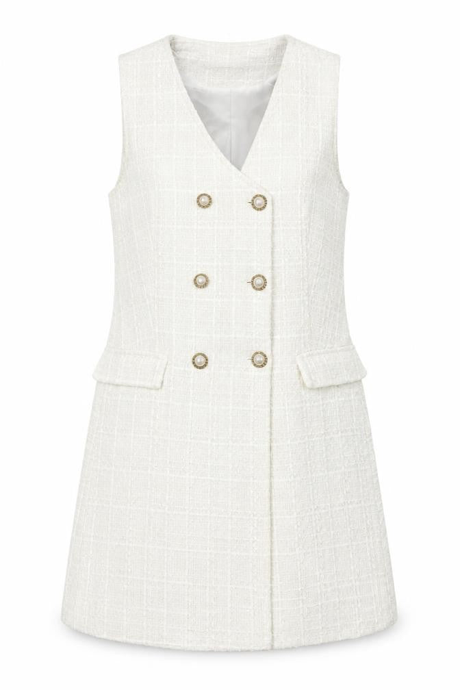 Zara Women's Ivory Tweed Shift Dress Size 6