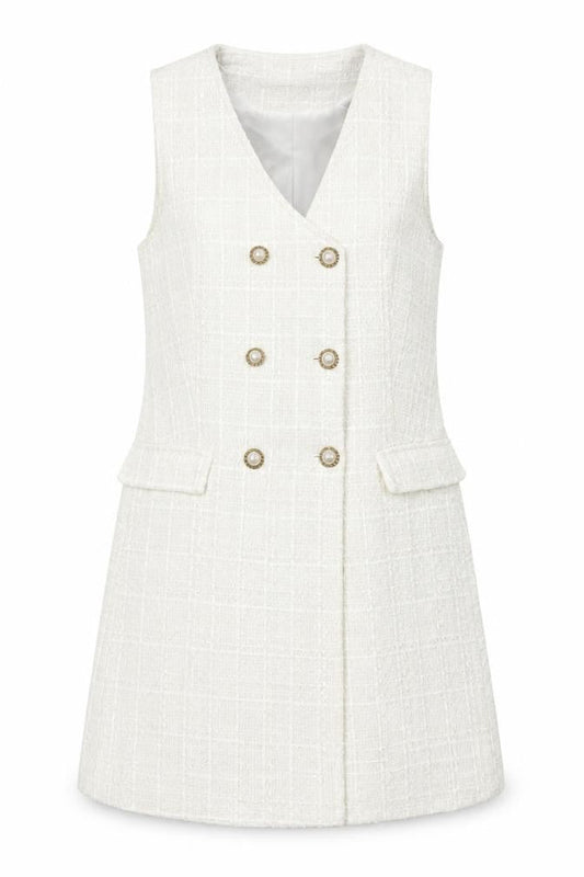 Zara Women's Ivory Tweed Shift Dress Size 6