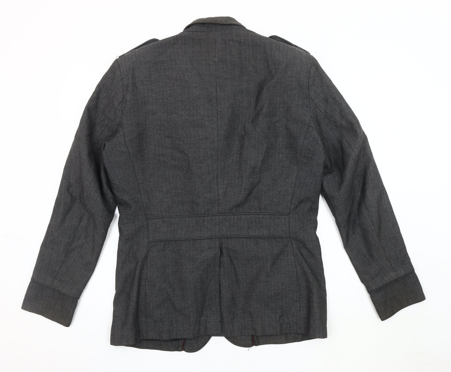 H&M Men's Grey Military Jacket, Size 42, Classic Style