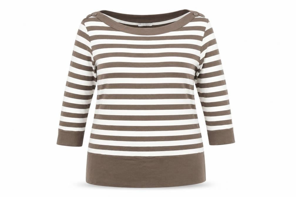 Marks & Spencer Women's Brown Striped Jersey Blouse 18