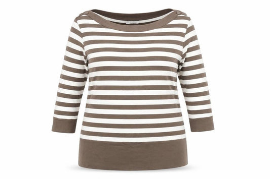 Marks and Spencer Women's Brown Striped Jersey Blouse 18