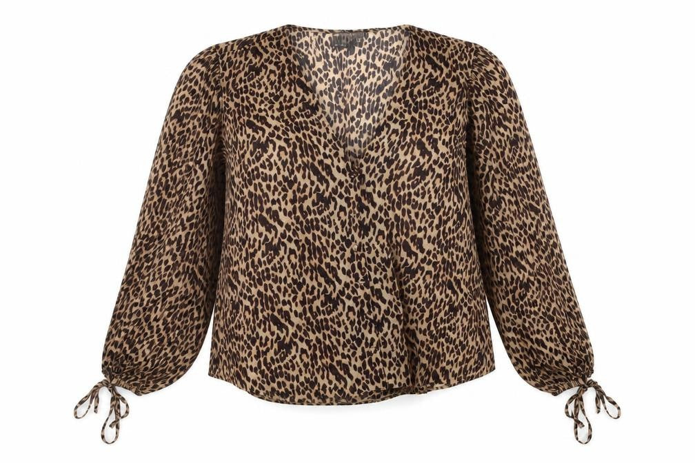 ASOS DESIGN Women's Brown Animal Print Blouse Size 12