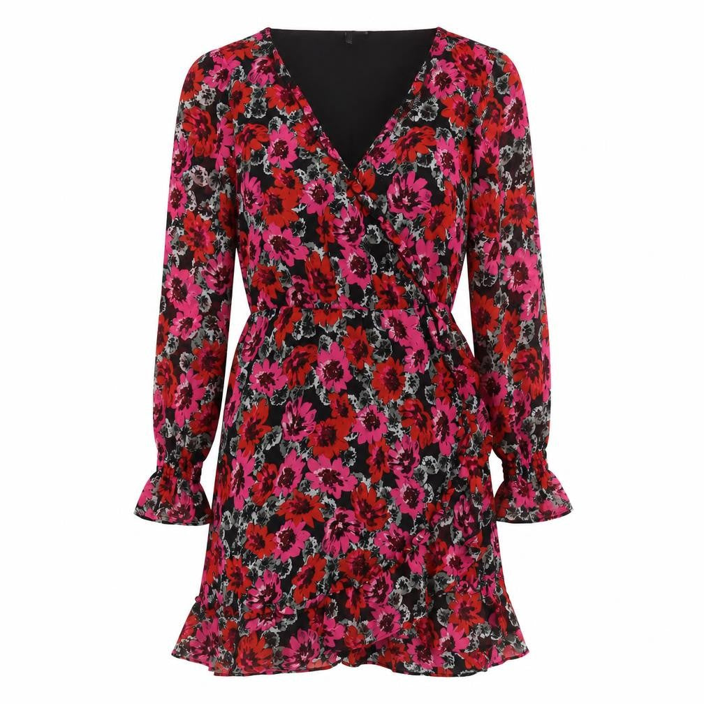 H&M Women's Multicoloured V-Neck Wrap Dress Size 10