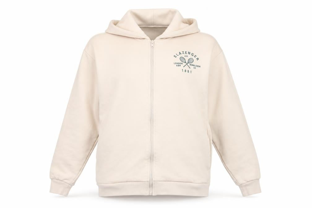 Slazenger Women's Beige Full-Zip Hooded Jacket