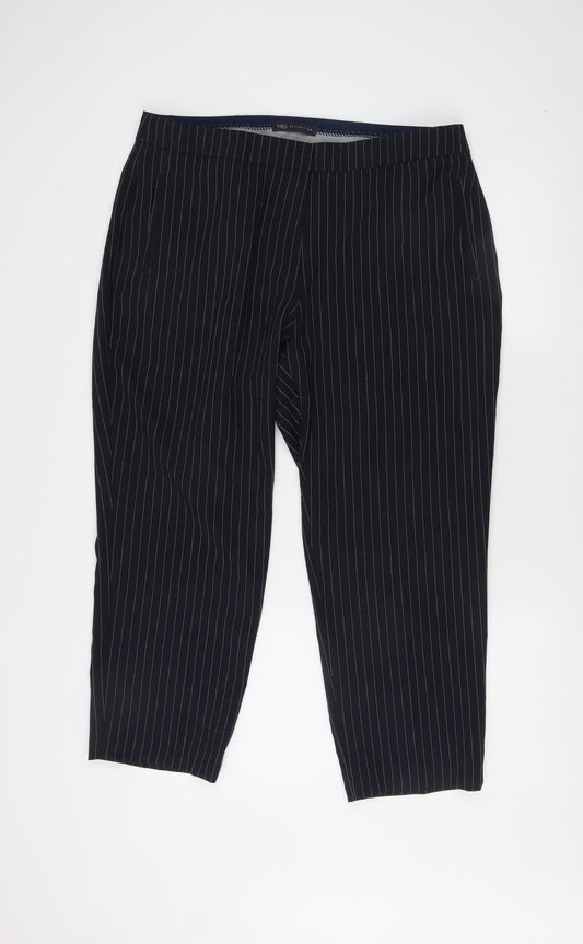 Marks and Spencer Women Black Striped Trousers Size 16