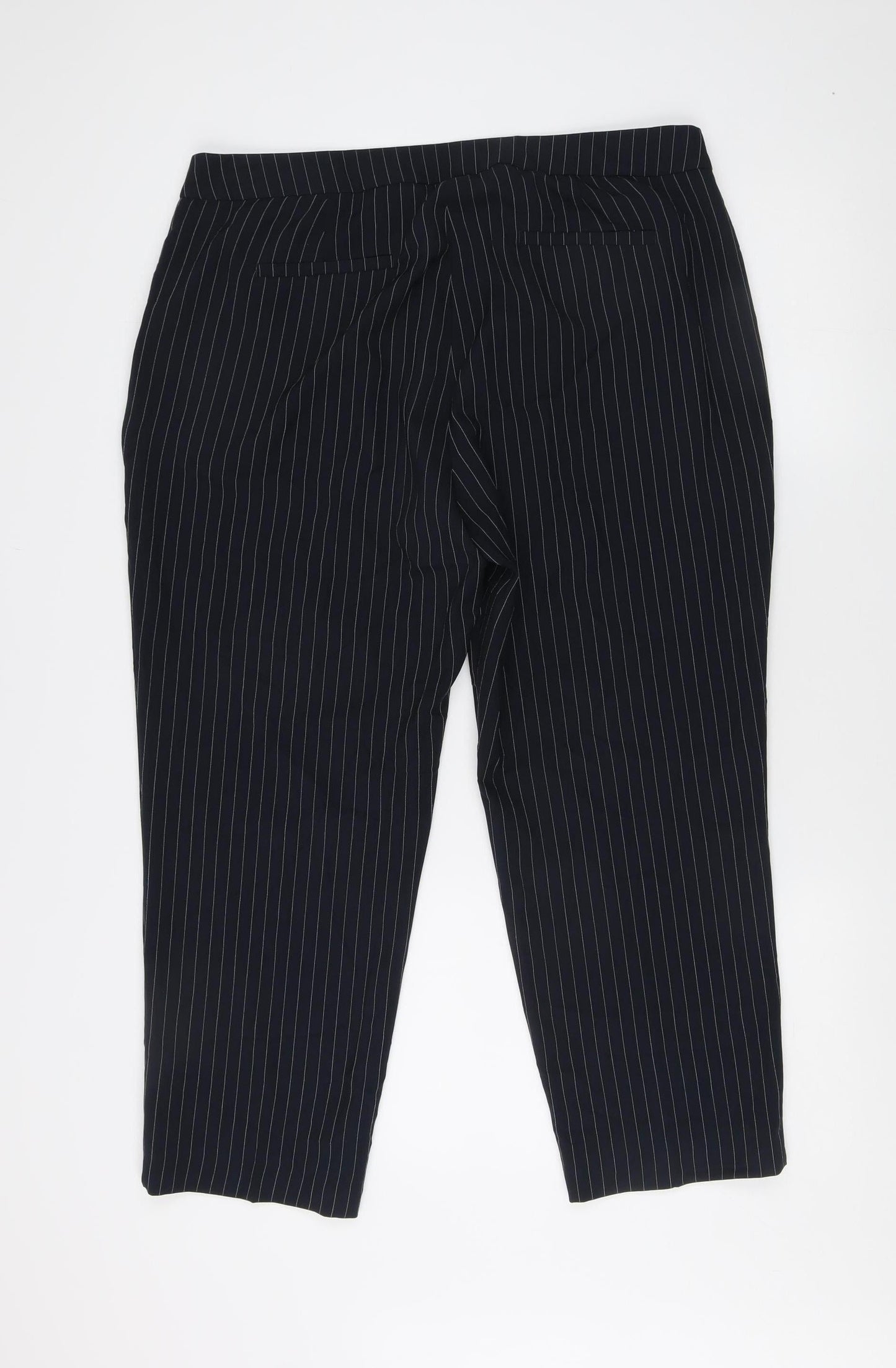 Marks and Spencer Women Black Striped Trousers Size 16