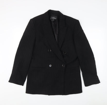Zara Women's Black Pinstripe Double-Breasted Jacket Size 4
