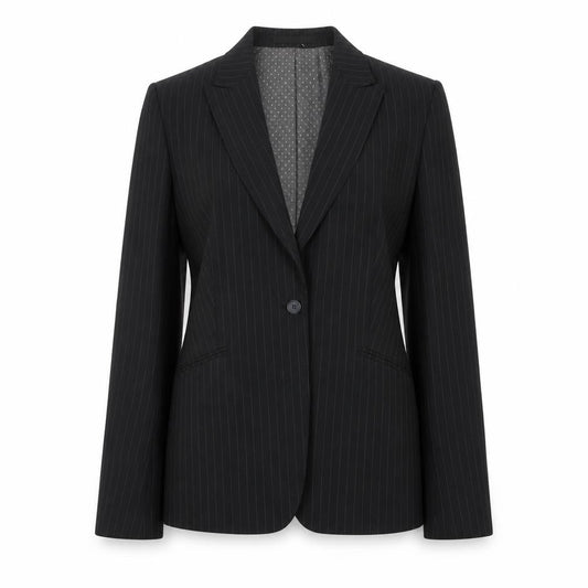 Cadenza Women's Black Pinstripe Suit Jacket, Size 16
