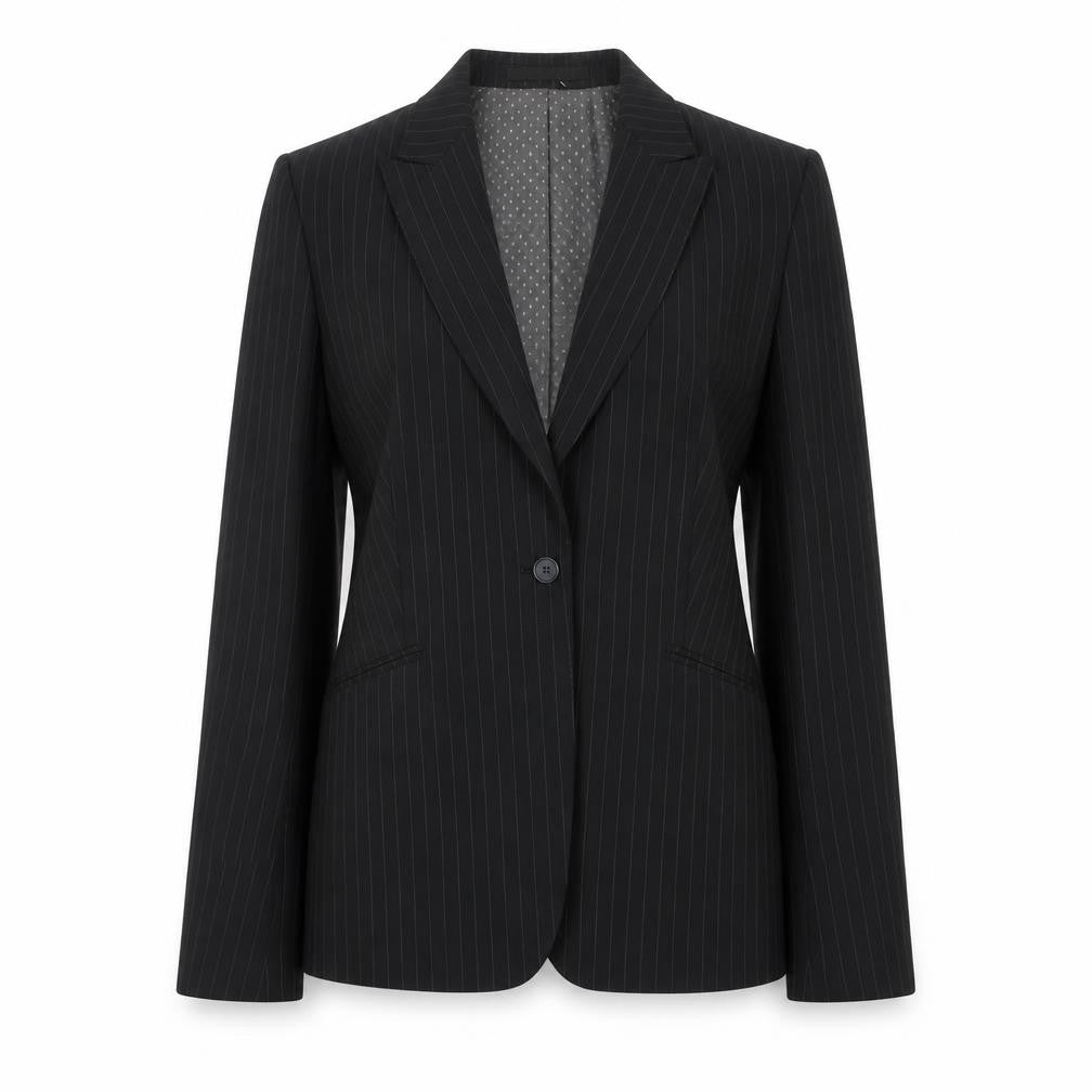 Cadenza Women's Black Pinstripe Suit Jacket, Size 16