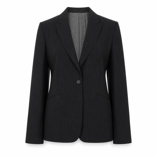 Cadenza Women's Black Pinstripe Suit Jacket, Size 16