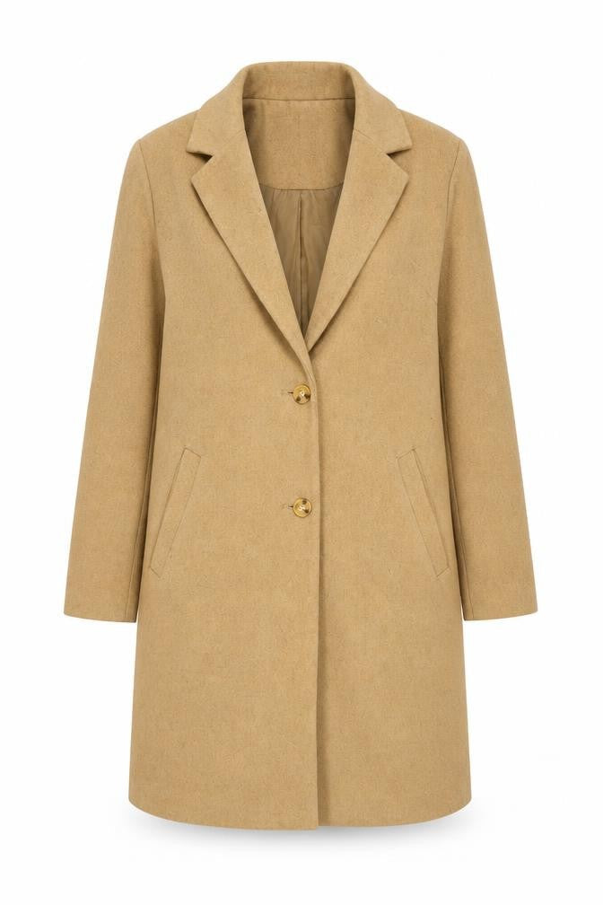 New Look Women's Beige Wool Overcoat Size 14