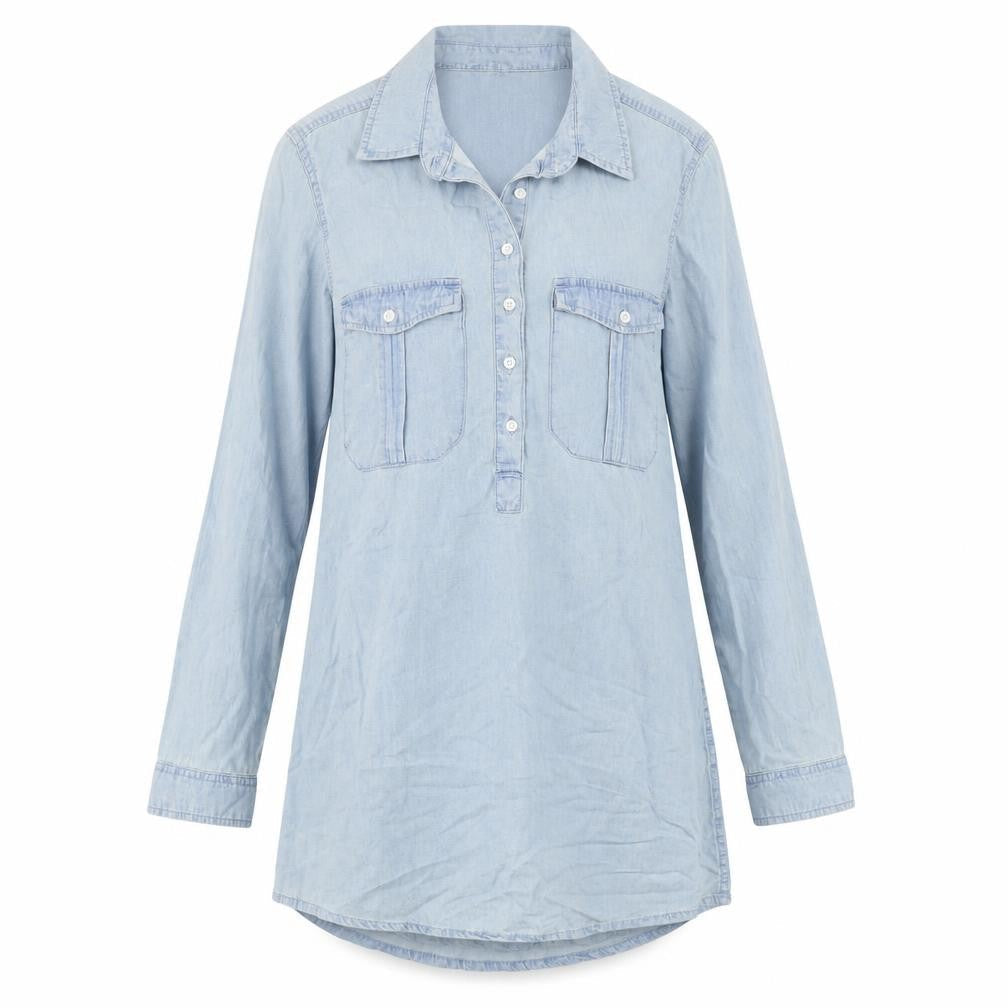 Select Women's Blue Button-Up Denim Shirt Size 10