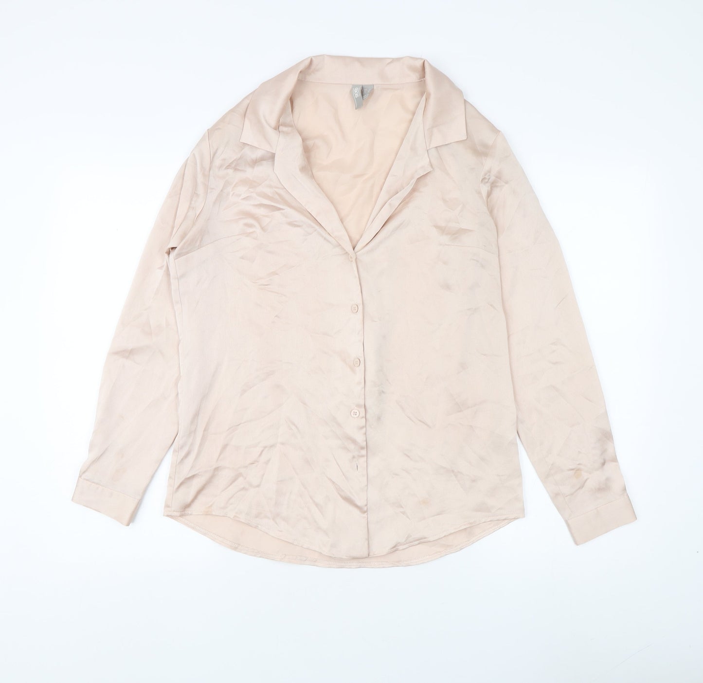 ASOS Women's Beige Blouse UK Size 8, Collared, Long Sleeve