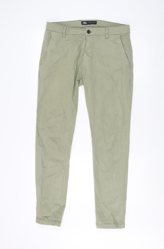 Zara Women's Green Chino Trousers Size 12
