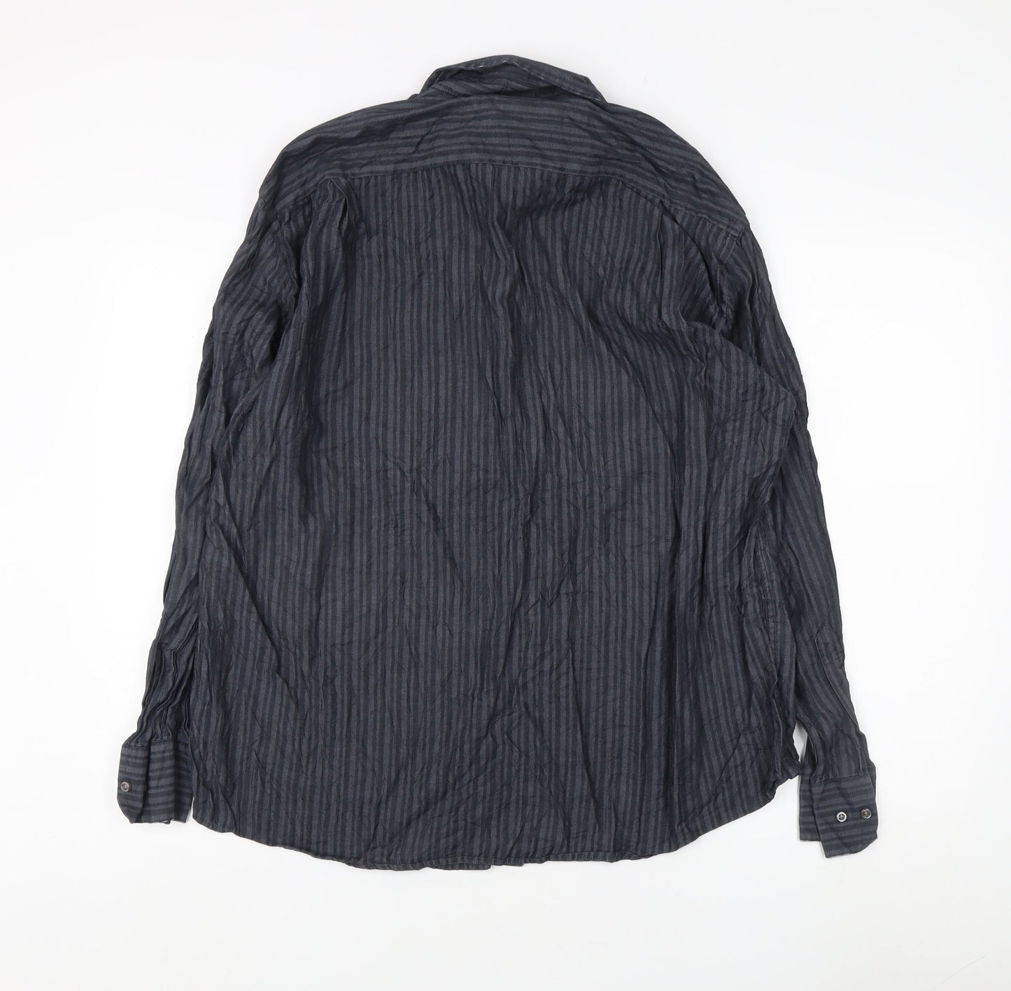 TCM Men's Black Striped Long Sleeve Shirt Size 17-17.5