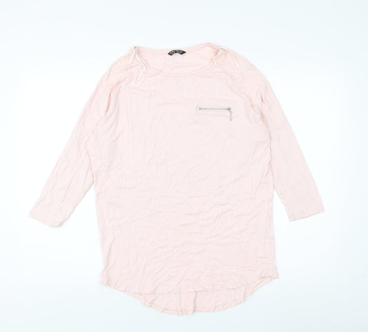 Select Women's Pink 3/4 Sleeve Boat Neck Top - Size 10