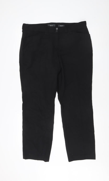 Additional front view of Brax women’s black straight trousers, size UK 18