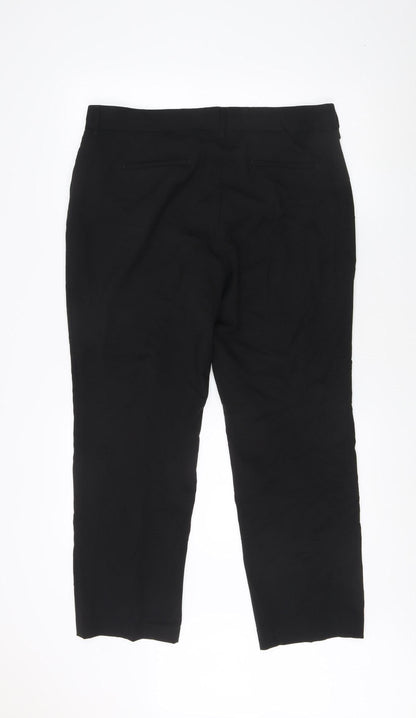 Back view of Brax women’s black straight trousers, size UK 18