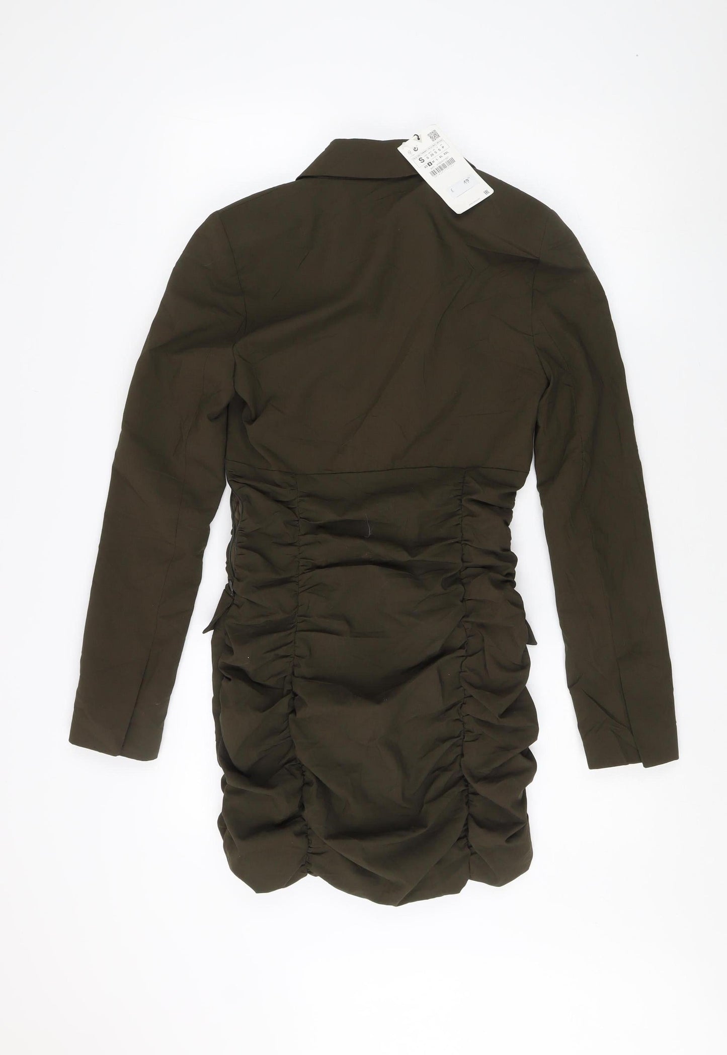 Zara Women's Green Blouson Dress Long Sleeve S