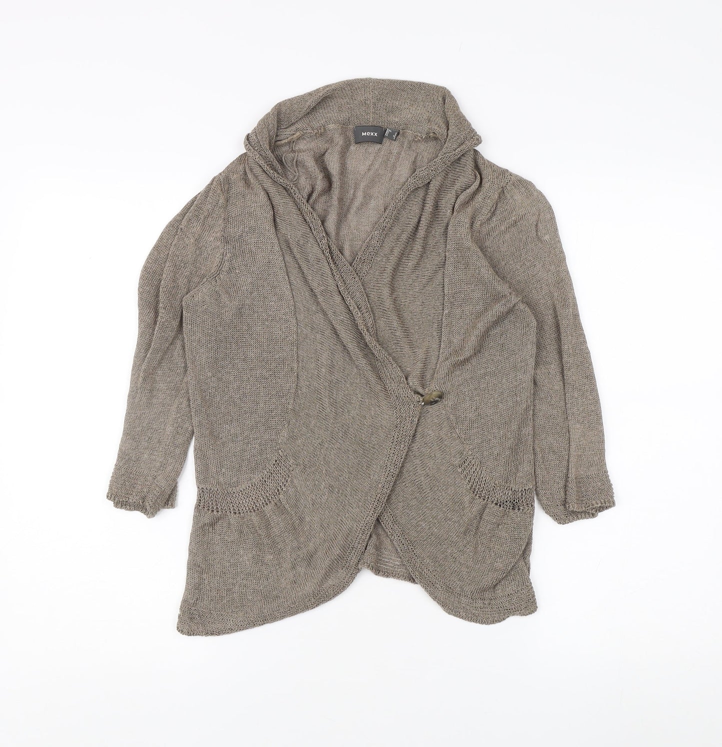 Mexx Women's Beige Cowl Neck Cardigan, Size L