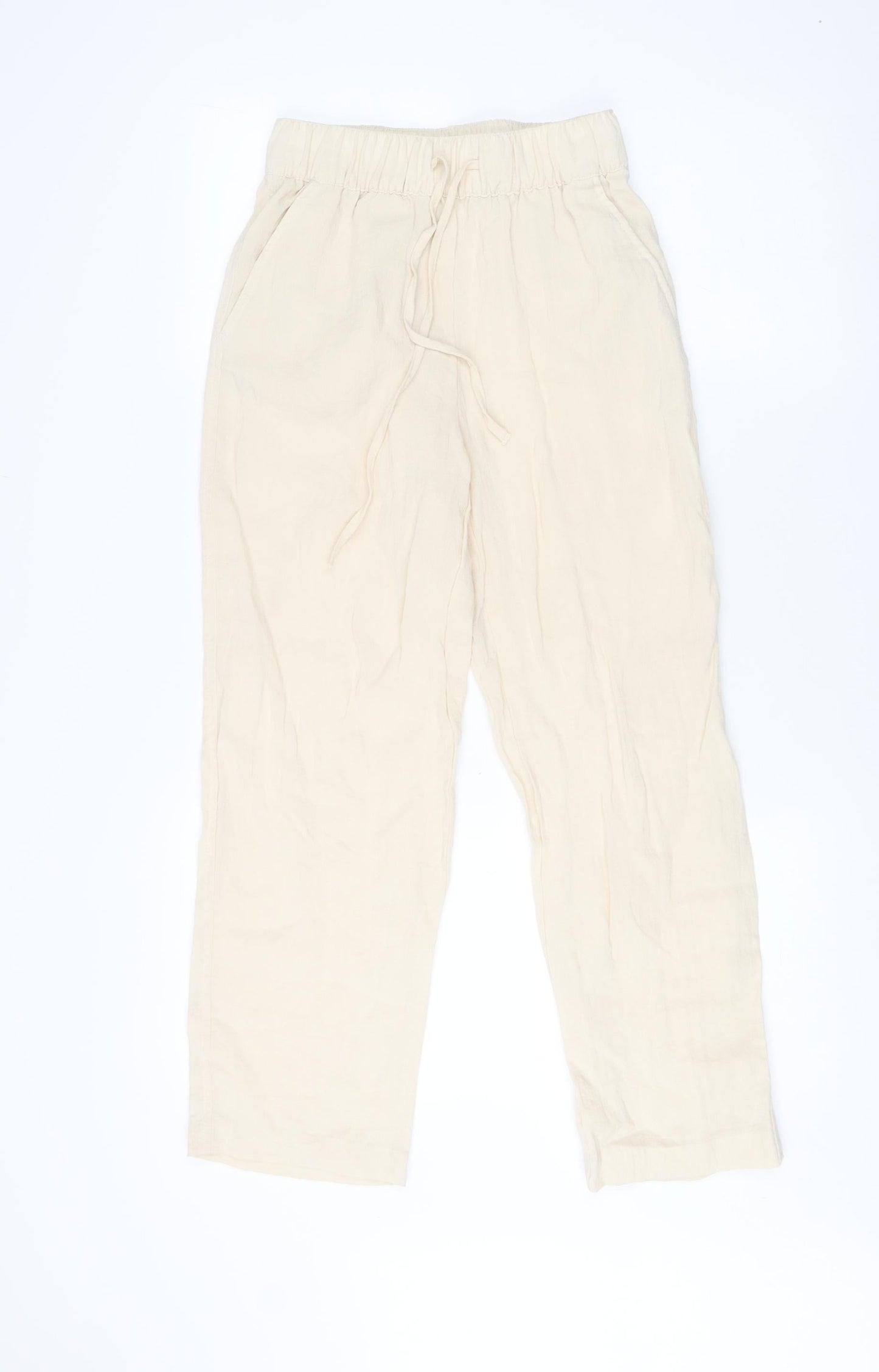H&M Women’s Ivory Cropped Trousers XS Elastic Waist
