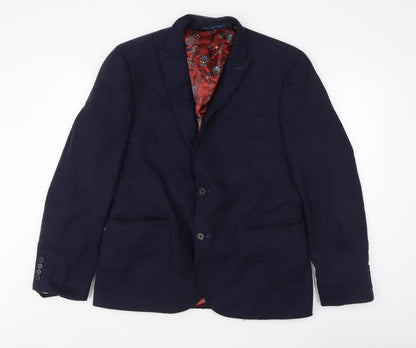 Next Men's Blue Wool Blend Blazer, 44 Regular Jacket