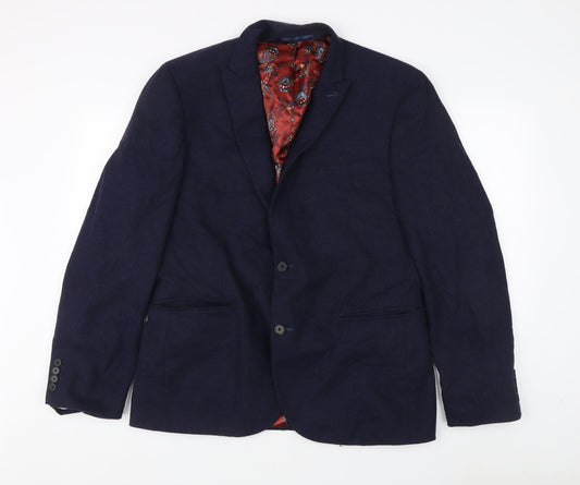 Next Men's Blue Wool Blend Blazer, 44 Regular Jacket