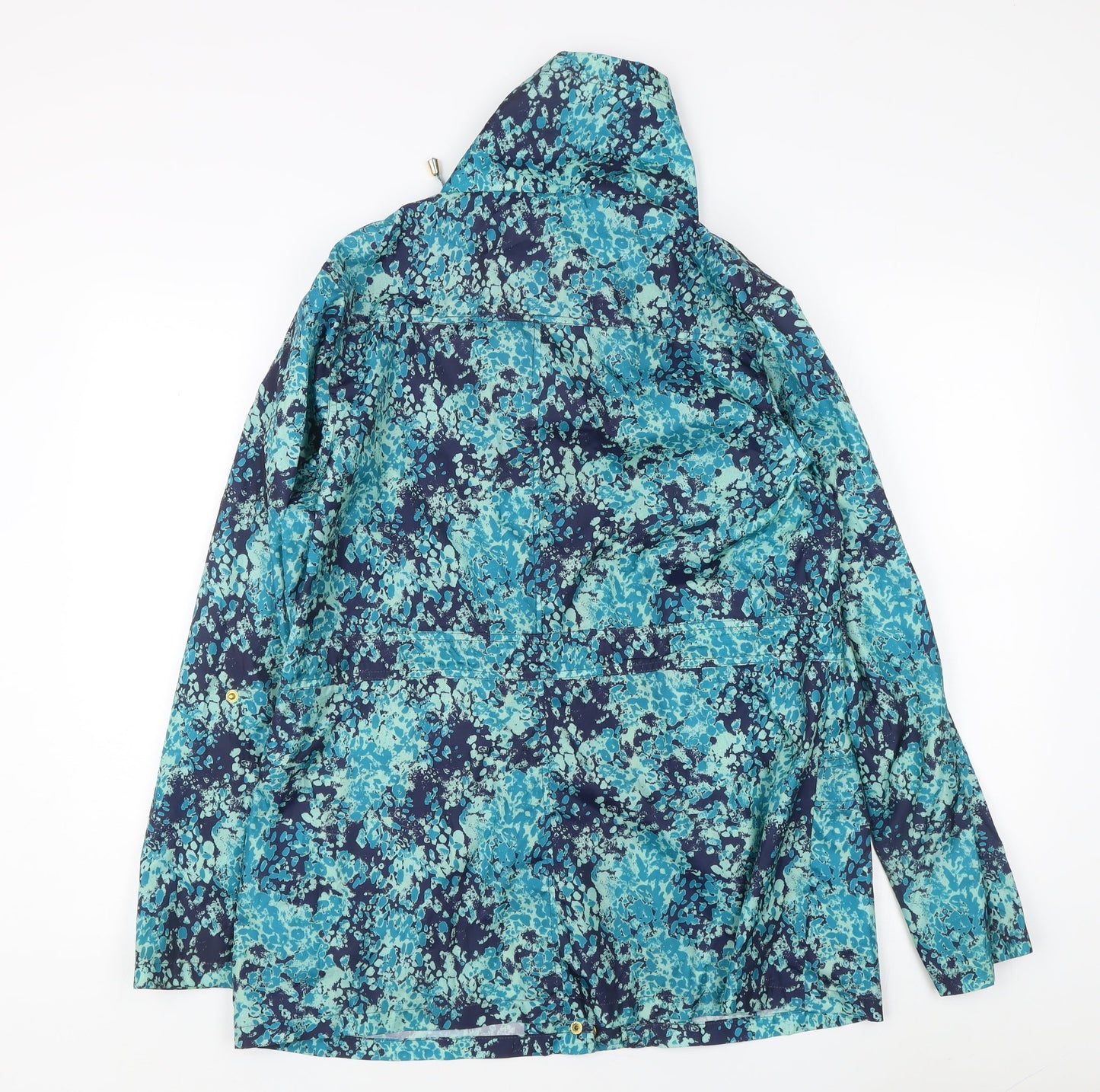 EWM Women's Blue Floral Mid-Length Hooded Coat