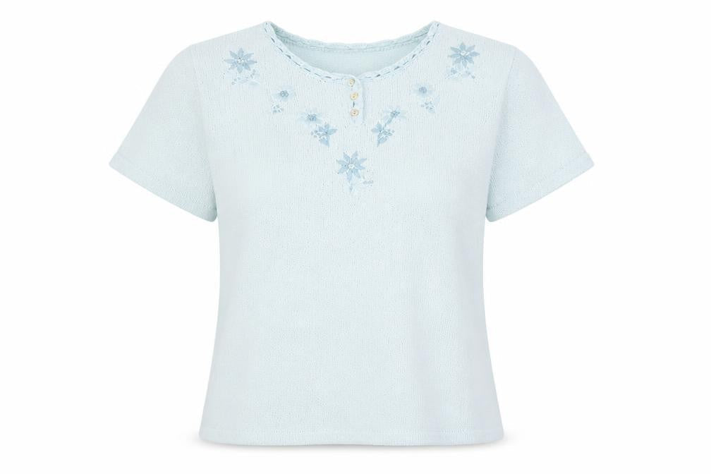 Honor Millburn Women's Blue Henley Top, Size 14, Elegant Knit