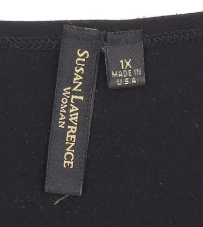 Preloved Susan Lawrence Women's Black Beaded V-Neck Tank Plus - Detail