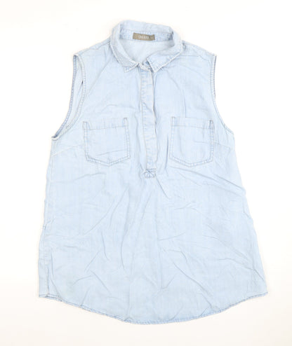 Oasis Blue Sleeveless Collared Women's Shirt, Size 12
